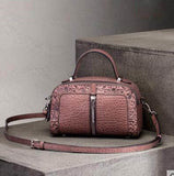 Naisibao 2019 New Women Genuine Leather Bag Embossing Fashion Luxury Women Handbags Shoulder Bag