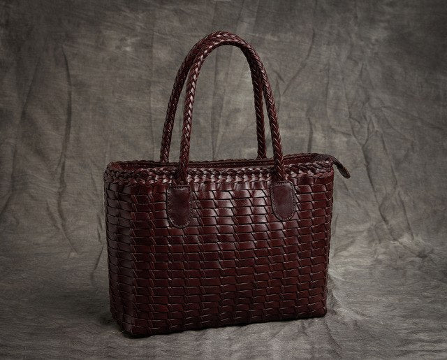 New Art Fresh Leather Hand-Woven Women Handbags Genuine Leather Female Large Capacity Luxury