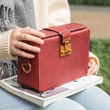 Aetoo Leather Woman Bag Retro Casual Square Box Head Cowhide Slant Strap Baoquan Shoulder Strap