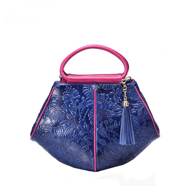 Suwerer 2019 New Women Genuine Leather Bags Handmade Embossing Tassel Luxury Leather Shoulder Bag