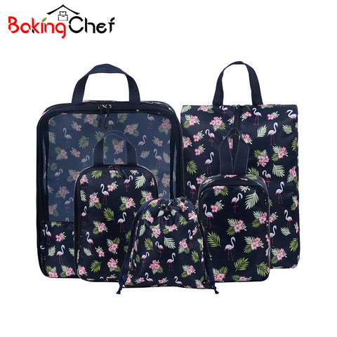 Bakingchef 5 Pcs/Set Travel Storage Bag Women Clothes Underwear Tidy Pouch Portable Container