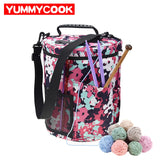 Nylon Yarn Storage Bag Women Big Capacity Cylinder Crochet Hook Knitting Pouch Home Organizer