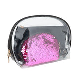 3Pcs Pvc Transparent Toiletry Kit Organizer Sequins Cosmetic Bags Travel Beauty Makeup Clear Zipper
