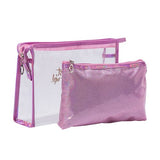 2Pcs/Set Pvc Cosmetic Bag Women Zipper Transparent Beauty Makeup Organizer Waterproof Clear Wash