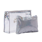 2Pcs/Set Pvc Cosmetic Bag Women Zipper Transparent Beauty Makeup Organizer Waterproof Clear Wash