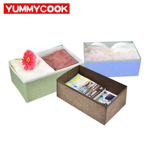 Folding Clothes Storage Box Sundries Drawer Organizer Underwear Bra Makeup Bins Wardrobe Treasure