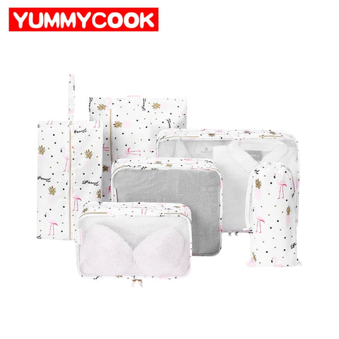 6 Pcs/Set Flamingo Travel Clothes Tidy Storage Bag Suitcase Organizer Underwear Bra Cosmetics Shoes