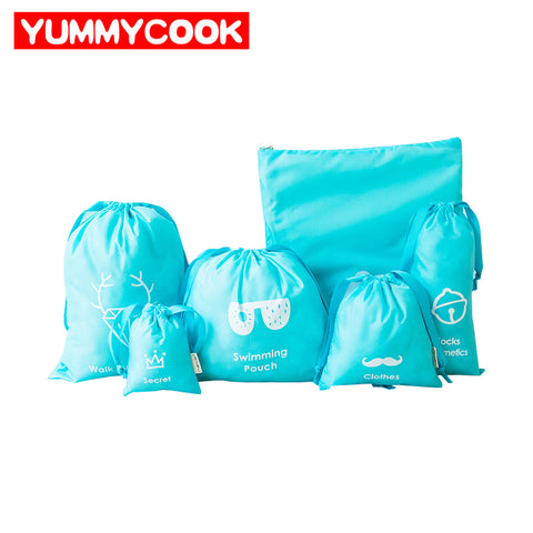 6Pcs Travel Drawstring Clothing Bags Family Shoes Underwear Pouch Makeup Toiletry Sport Organizer