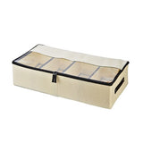 Portable Shoes Storage Boxes Linen 4 Grids Underwear Dustproof Cover Under Bed Wardrobe Container