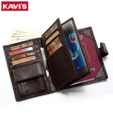 Kavis Genuine Leather Wallet Men Passport Holder Coin Purse Magic Walet Portfolio Man Portomonee
