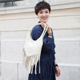 Nigedu 100% Genuine Leather Women Shoulder Bag Tassel Design Women'S Handbags Large Capacity