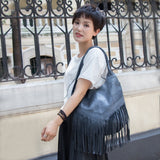 Nigedu 100% Genuine Leather Women Shoulder Bag Tassel Design Women'S Handbags Large Capacity
