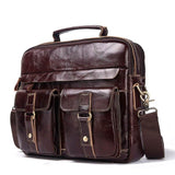 Kavis 100% Genuine Cowhide Leather Handbags Vintage Shoulder Bag Men Messenger Bag Travel Crossbody