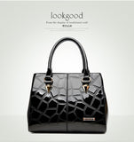 Mcneely New Women Gloss Pu Leather Boston Bags Women Leather Handbags Large Shoulder Bags