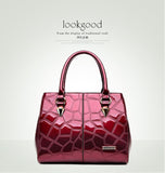 Mcneely New Women Gloss Pu Leather Boston Bags Women Leather Handbags Large Shoulder Bags