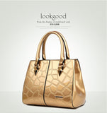 Mcneely New Women Gloss Pu Leather Boston Bags Women Leather Handbags Large Shoulder Bags