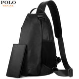 Vicuna Polo Personality Anti-Theft Man Leather Solid Messenger Bag With Glasses Belt Large Capacity