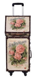 Wenjie Brother 2Pcs/Set 14Inch Cosmetic Bag Plus 20Inches Resto Pu Leather Roses Couple Trolley