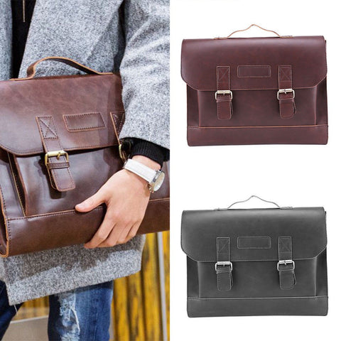 <Ship From Us>Leather Briefcase Satchel 14-13.3'' Laptop Bag Shoulder Messenger Bag Men Women
