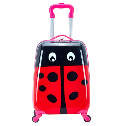 Children Pull Rod Box Pvc Spinner 16-Inch 20-Inch Children Baby Suitcase Cartoon Ladybird Tie Rod