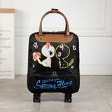 Multifunction Carry On Scooter Suitcase With Wheels Skateboard Rolling Luggage Vintage Travel