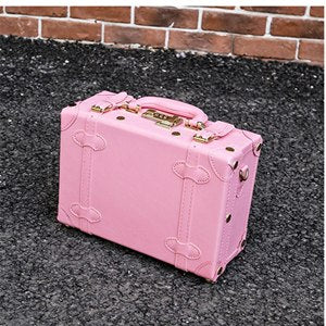 Wholesale!High Quality Girl Pu Leather Trolley Luggage Bag Set,Lovely Full Pink Vintage Suitcase