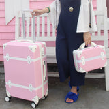 Travel Suitcase Set Rolling Luggage Trolley Case Travel Bag 24 Inch Retro Suitcase Wheels Women
