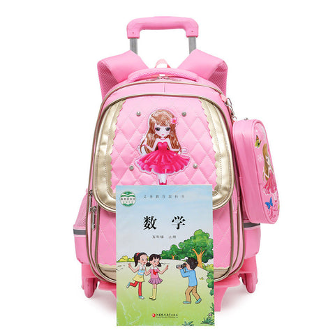 Trolley Children School Bags Set Mochilas Kids Backpacks With Wheel Trolley Luggage For Girls