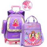 Trolley Children School Bags Set Mochilas Kids Backpacks With Wheel Trolley Luggage For Girls