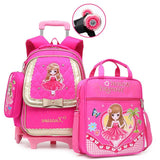 Trolley Children School Bags Set Mochilas Kids Backpacks With Wheel Trolley Luggage For Girls
