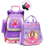 Trolley Children School Bags Set Mochilas Kids Backpacks With Wheel Trolley Luggage For Girls