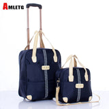 Women'S Rolling Luggage Set, D-Proof Water Oxford Suitcase, Wheeled Trolley, Portable Carry-On Bag