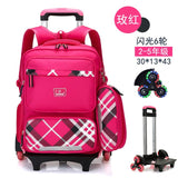 Children Trolley Backpack School Bags For Grils Wheeled Bag Student Detachable Rolling Backpacks