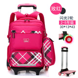 Children Trolley Backpack School Bags For Grils Wheeled Bag Student Detachable Rolling Backpacks