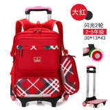 Children Trolley Backpack School Bags For Grils Wheeled Bag Student Detachable Rolling Backpacks