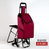 Three-Wheels Stair Woman Shopping Cart Ladder Shopping Basket Large-Capacity Shopping Trolley