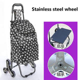 Three-Wheels Stair Woman Shopping Cart Ladder Shopping Basket Large-Capacity Shopping Trolley