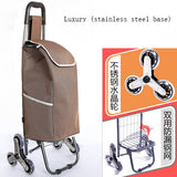 Three-Wheels Stair Woman Shopping Cart Ladder Shopping Basket Large-Capacity Shopping Trolley