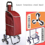Three-Wheels Stair Woman Shopping Cart Ladder Shopping Basket Large-Capacity Shopping Trolley