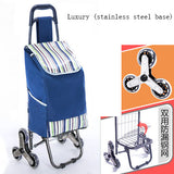 Three-Wheels Stair Woman Shopping Cart Ladder Shopping Basket Large-Capacity Shopping Trolley