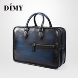 Dimy Hand Patina Leather Messenger Bag Dutch Calfskin Men'S Briefcases Business Double Zipper