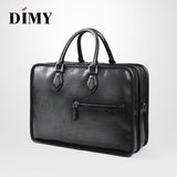 Dimy Hand Patina Leather Messenger Bag Dutch Calfskin Men'S Briefcases Business Double Zipper