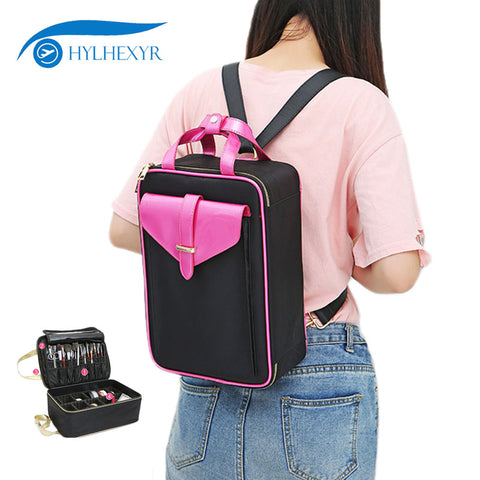 Hylhexyr Makeup Box Professional Portable Totes Shoulder Bag Cosmetic Case Toiletry Backpack