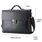 Yinte Leather Men'S Briefcase Black Bag Fashion Business Messenger Totes Laptop Bag Ostrich