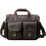 Europe And The United States Style Men'S Leather Business Briefcase Crazy Retro Leather Shoulder