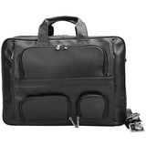 17" Laptop Bag Black Famous Brand Business Men Briefcase Bag Tote Handbag Genuine  Leather