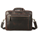 Men'S Travel Bags Briefcases Real Leather Business Man Large Capacity Brown Leather Laptop Shoulder