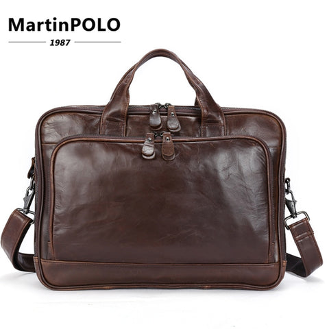Genuine Leather Briefcase Men Bag Famous Brand Shoulder Bag Messenger Bags Causal Handbag Laptop