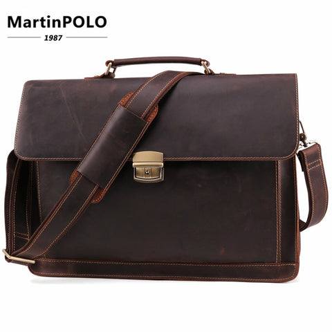 2019 Genuine Leather Men'S Briefcases Vintage Laptop Bag Business High Quality Male Handbags Causal