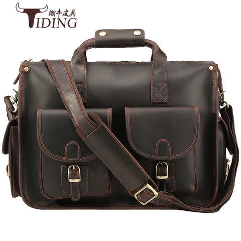 Briefcases For Men Genuine Leather Brown Large Capacity Handbag Vintage Casual Brand 2019 New Man